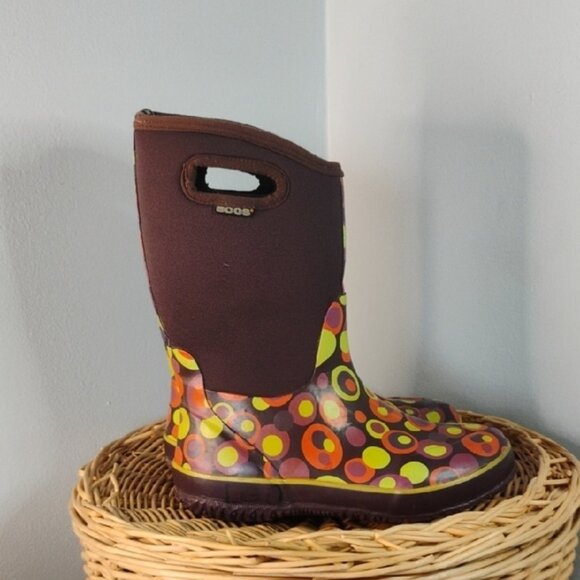 BOGS Colorful Circle Insulated Waterproof Rain Boots Brown Multicolor Size 6 - Picture 6 of 9